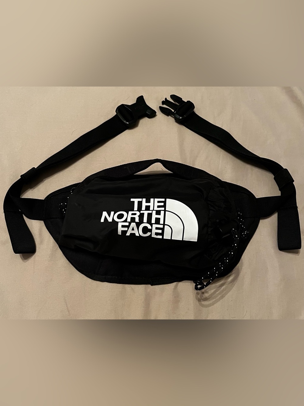 The North Face Black Waist Pack with White Logo